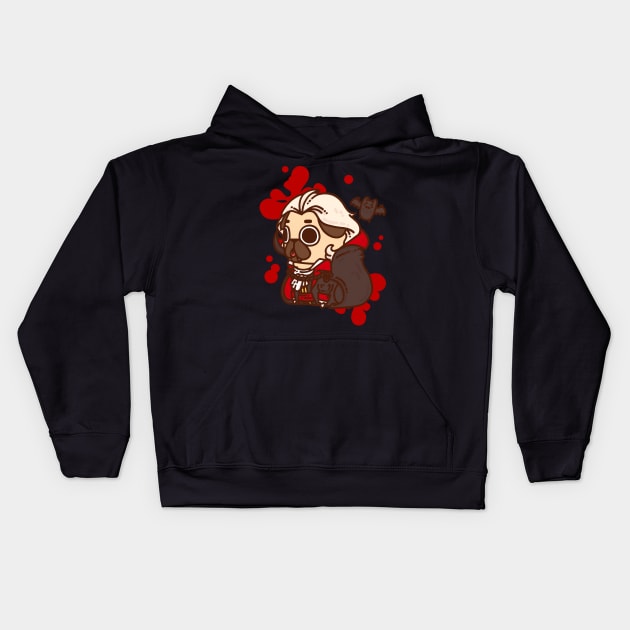 Dracula Puglie Kids Hoodie by Puglie Pug 